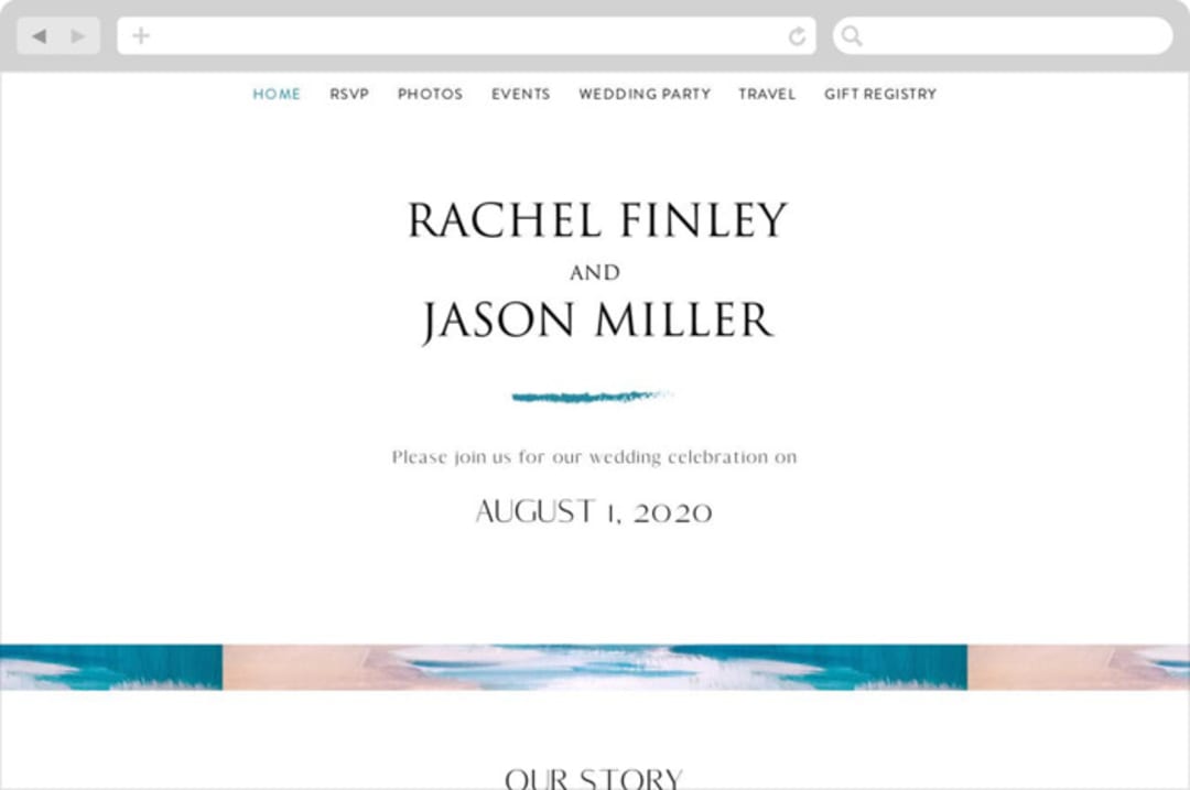 "Sand & Sun" - Wedding Website in Ocean by Nicole Walsh - Desktop Design