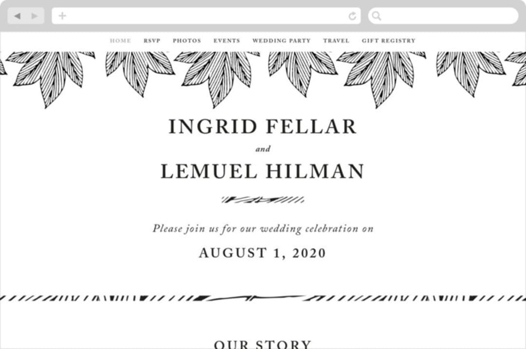 "vivid leaves" - Wedding Website in Ink by Ramoncita - Desktop Design