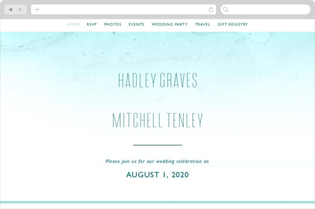 "New Wave" - Wedding Website in Marine by Kaydi Bishop - Desktop Design
