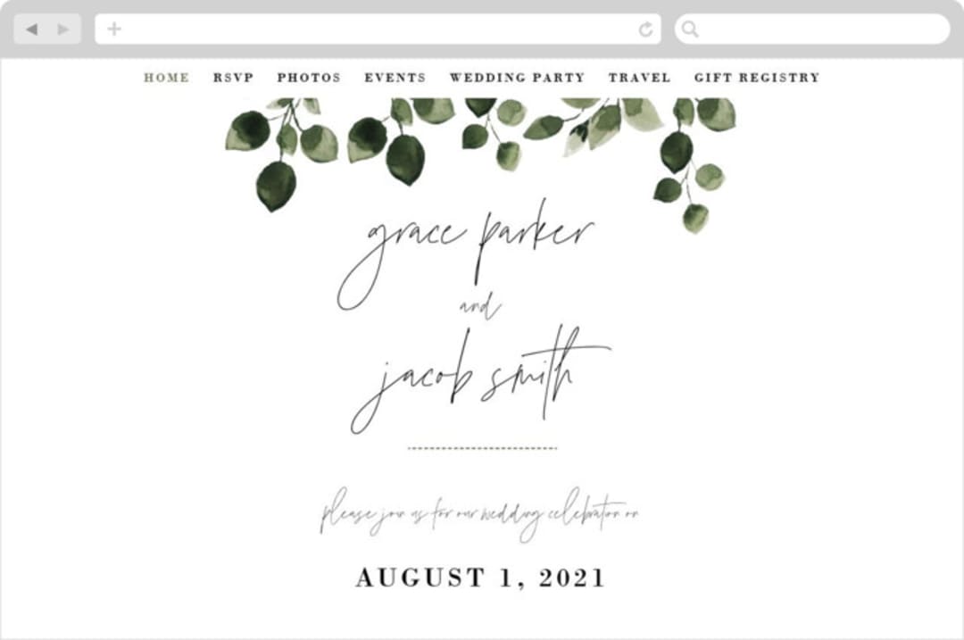 "green rush" - Wedding Website in Snow by Anupama - Desktop Design