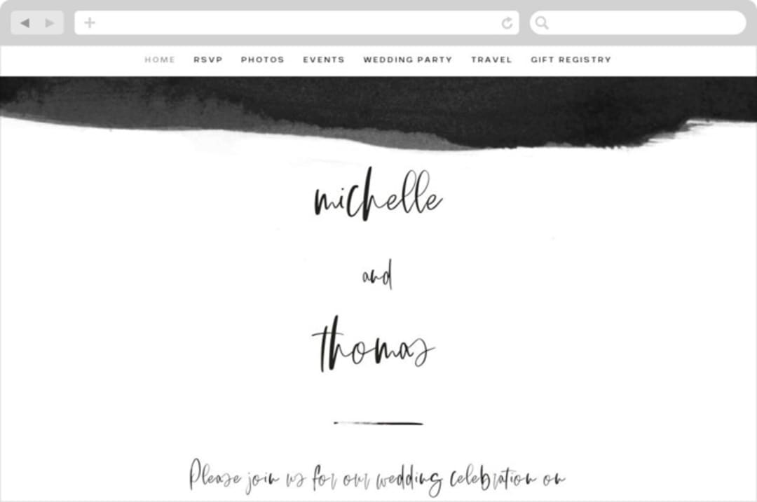 "Moderne" - Wedding Website in Ink by Lori Wemple - Desktop Design