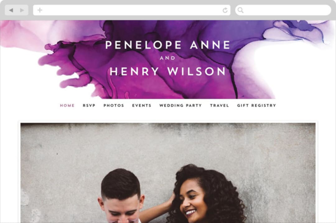 "saturated" - Wedding Website in Plum by Erin Deegan - Desktop Design