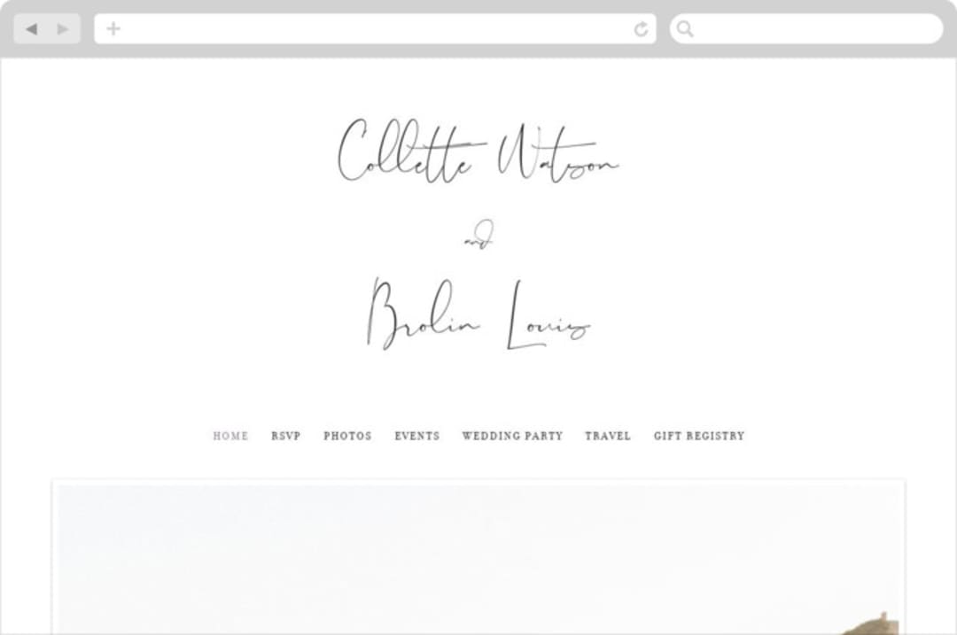 "Summer Palm" - Wedding Website in Plum by Baumbirdy - Desktop Design