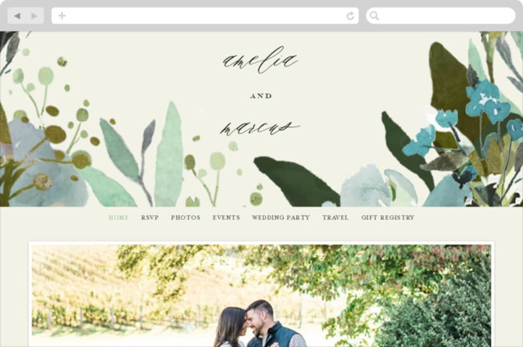 "Gardens Edge" - Wedding Website in Garden by Grace Kreinbrink - Desktop Design