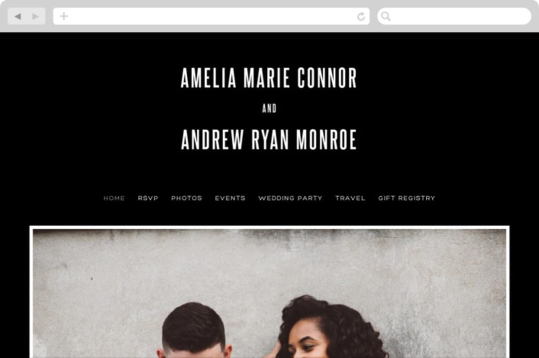 "offset" - Wedding Website in Ebony by Up Up Creative - Desktop Design