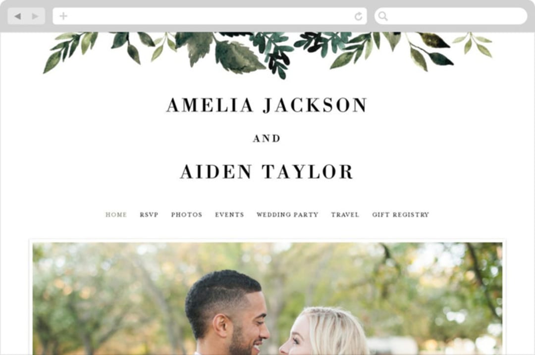 "Clearing" - Wedding Website in Leaf by Alethea and Ruth - Desktop Design