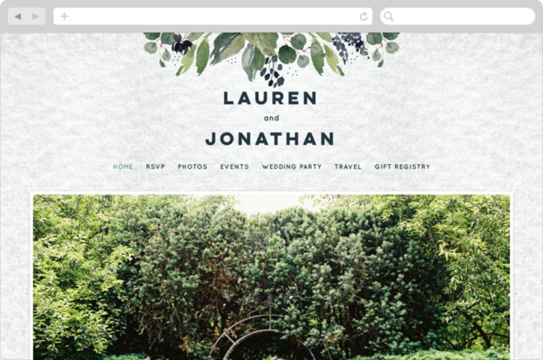 "Euca On A Whim" - Wedding Website in Navy by Palm Bridal - Desktop Design