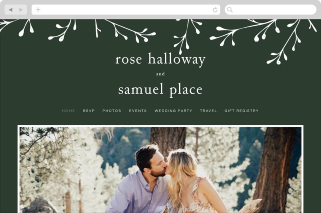 "A Dash of Delight" - Wedding Website in Pine Needle by Bramble Studio - Desktop Design