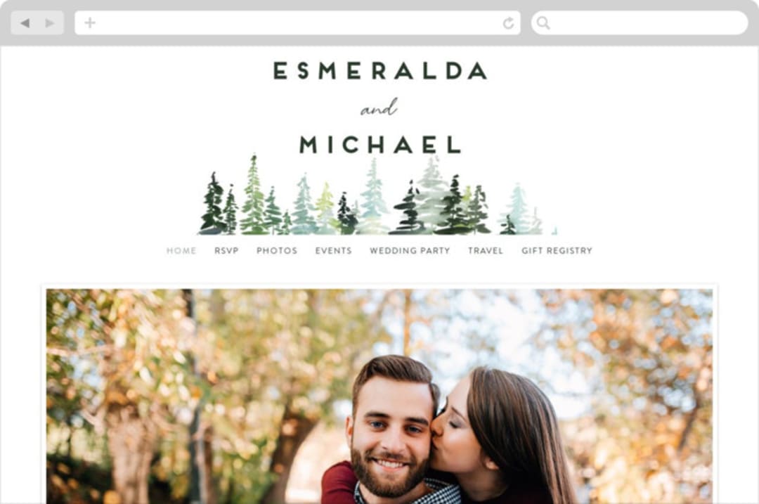 "Evergreens Watercolor" - Wedding Website in Forest by Yao Cheng Design - Desktop Design