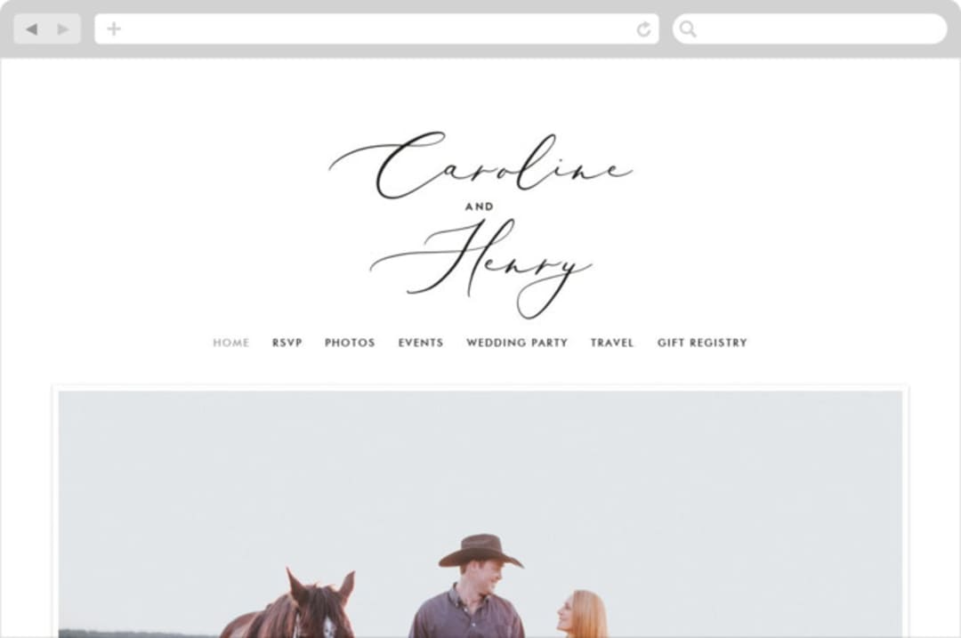 "Scripted Romance" - Wedding Website in Classic by Katherine Moynagh - Desktop Design