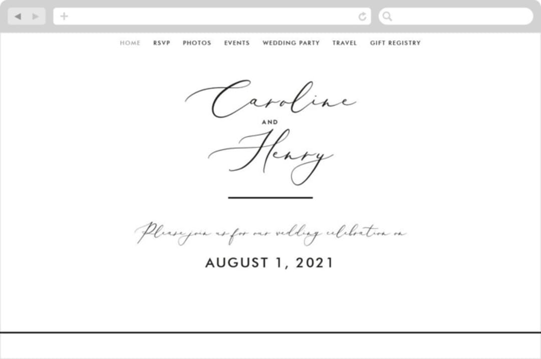 "Scripted Romance" - Wedding Website in Classic by Katherine Moynagh - Desktop Design
