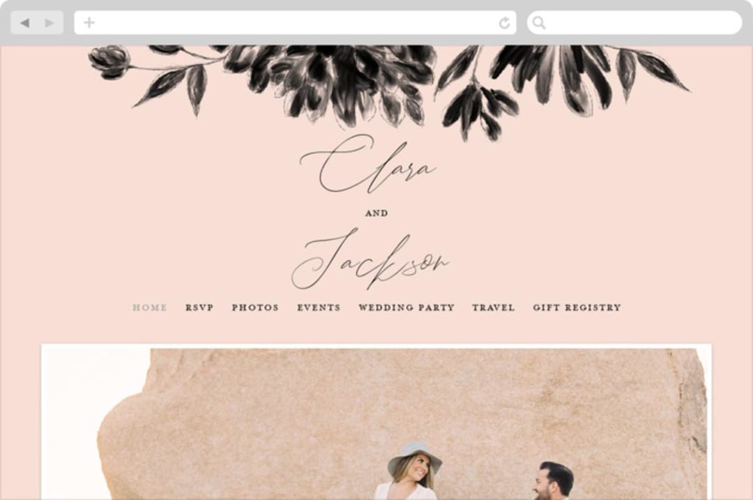 "Bare" - Wedding Website in Blush by Kelly Nasuta - Desktop Design