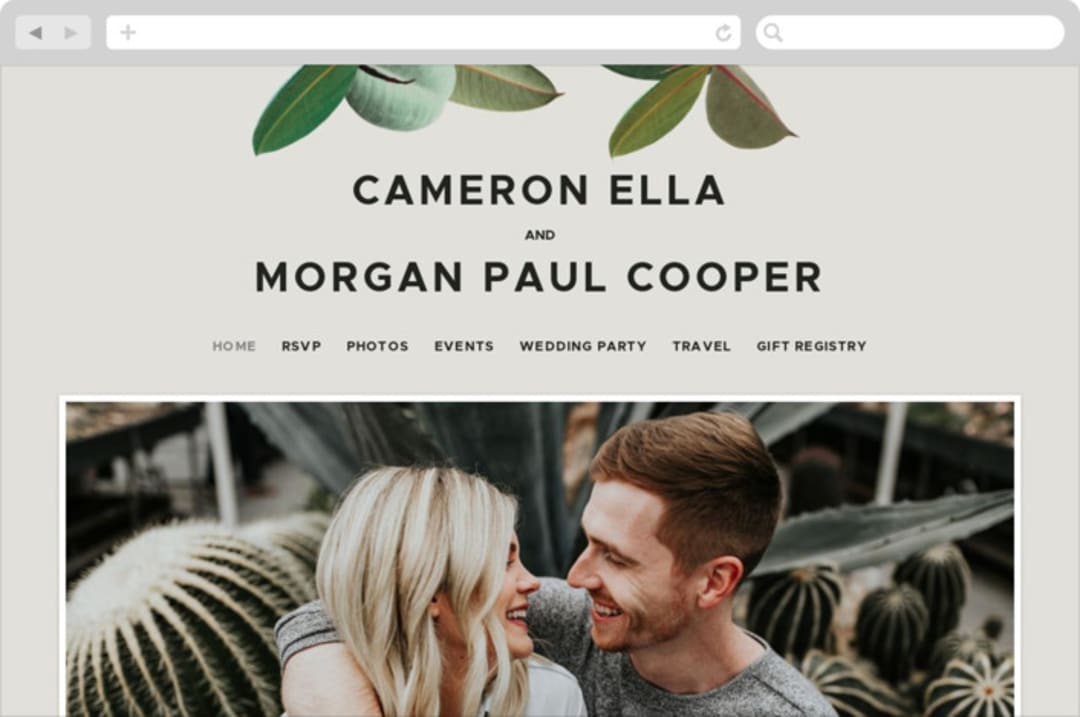 "Powder Room Florals" - Wedding Website in Cream by Ariel Rutland - Desktop Design