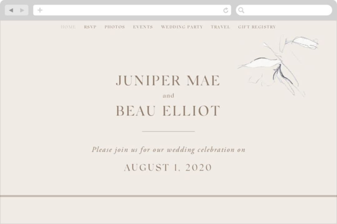 "Juniper" - Wedding Website in Blush by Mere Paper - Desktop Design