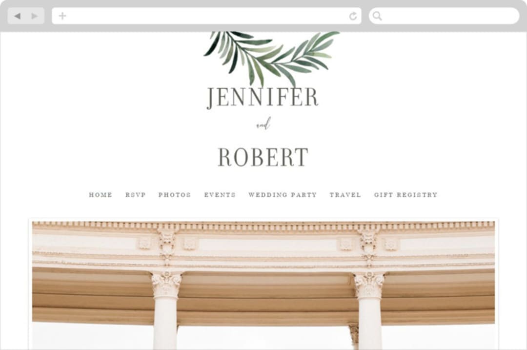 "Green leaf frame" - Wedding Website in Limestone by Yaling Hou Suzuki - Desktop Design