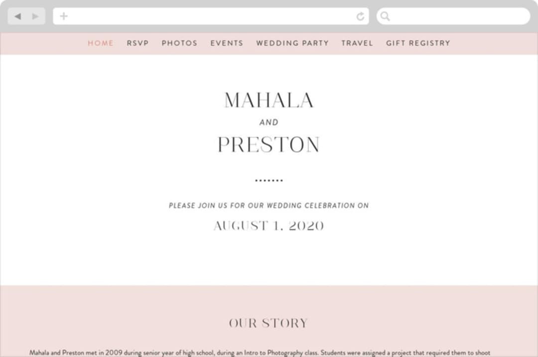 "The Ace" - Wedding Website in Petal by Rochelle Renee - Desktop Design