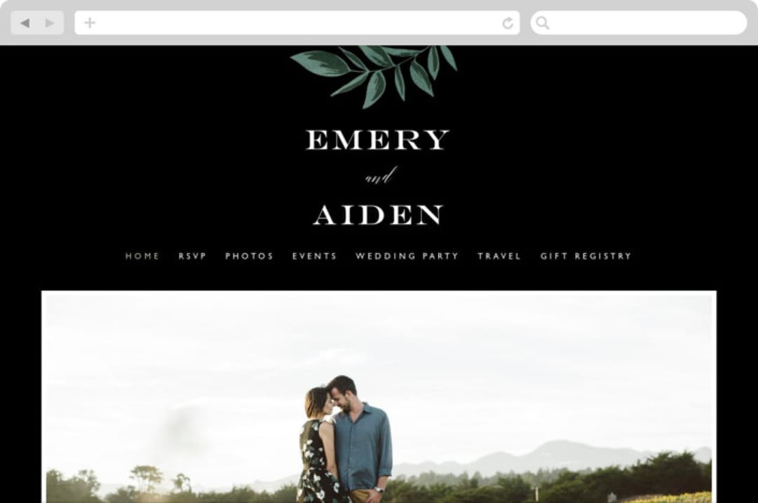 "Forest Crest" - Wedding Website in Obsidian by Alethea and Ruth - Desktop Design