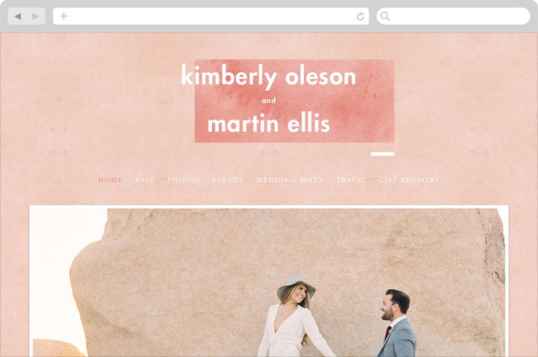 "Contemporary" - Wedding Website in Peony by Liz Conley - Desktop Design