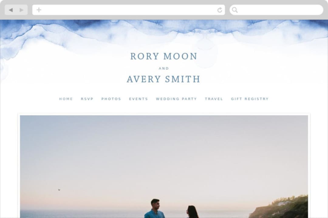 "Watercolor waves" - Wedding Website in Ocean by Yuliya Evseeva - Desktop Design