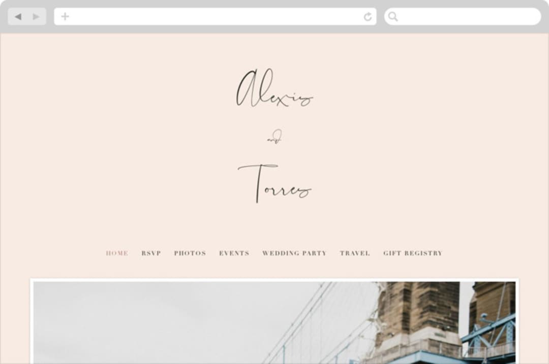 "Just the Two of Us" - Wedding Website in Blush by Jennifer Wick - Desktop Design