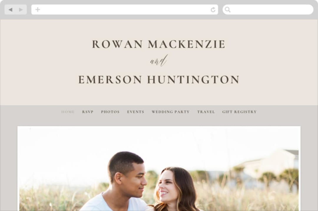 "Sunrise Waves" - Wedding Website in Ocean by Wildfield Paper Co - Desktop Design