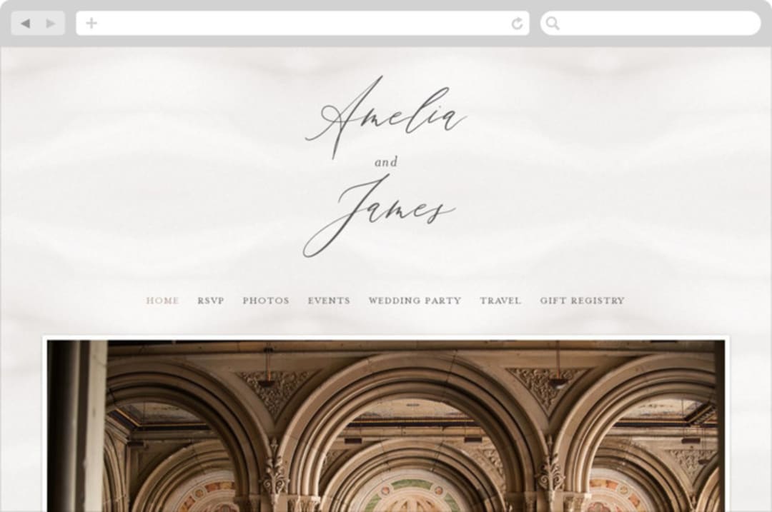 "Overjoyed" - Wedding Website in Taupe by Ana Sharpe - Desktop Design