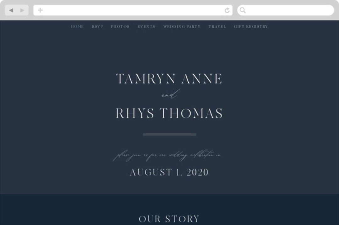 "Waltz" - Wedding Website in Nightfall by Jula Paper Co. - Desktop Design