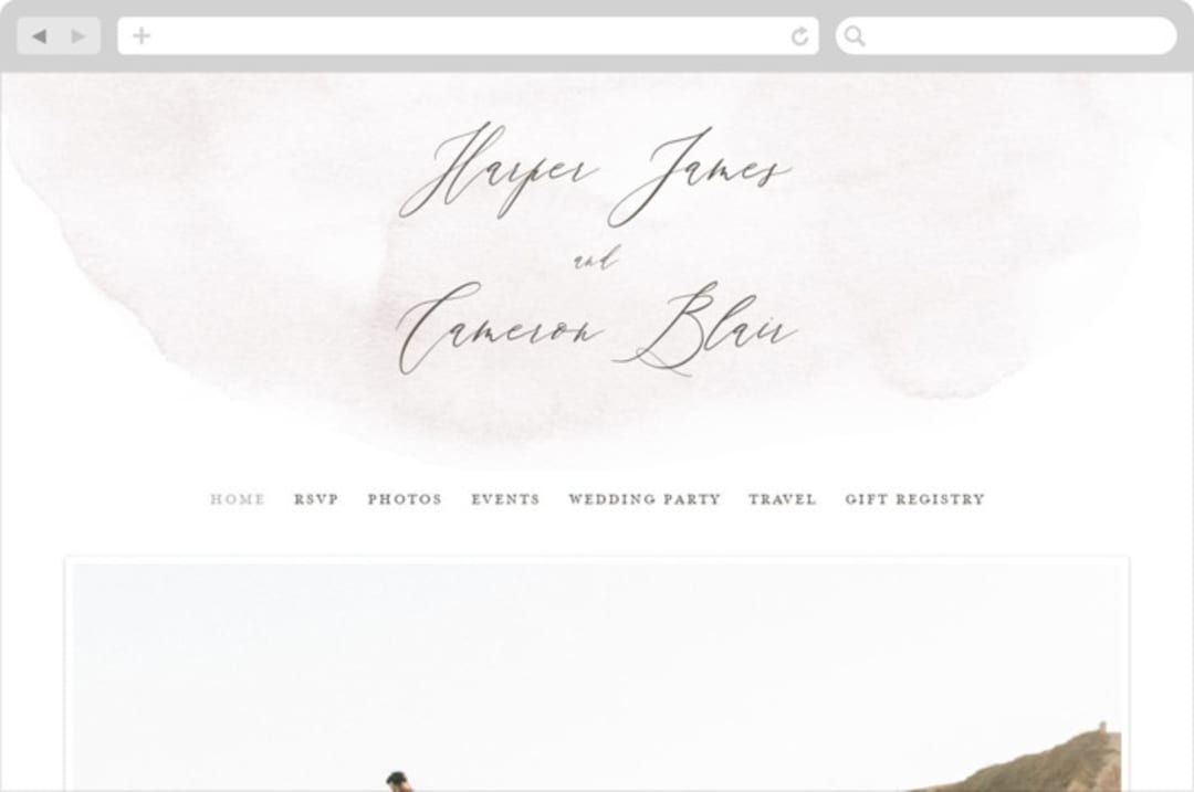 "Sloped" - Wedding Website in Ecru by Everett Paper Goods - Desktop Design