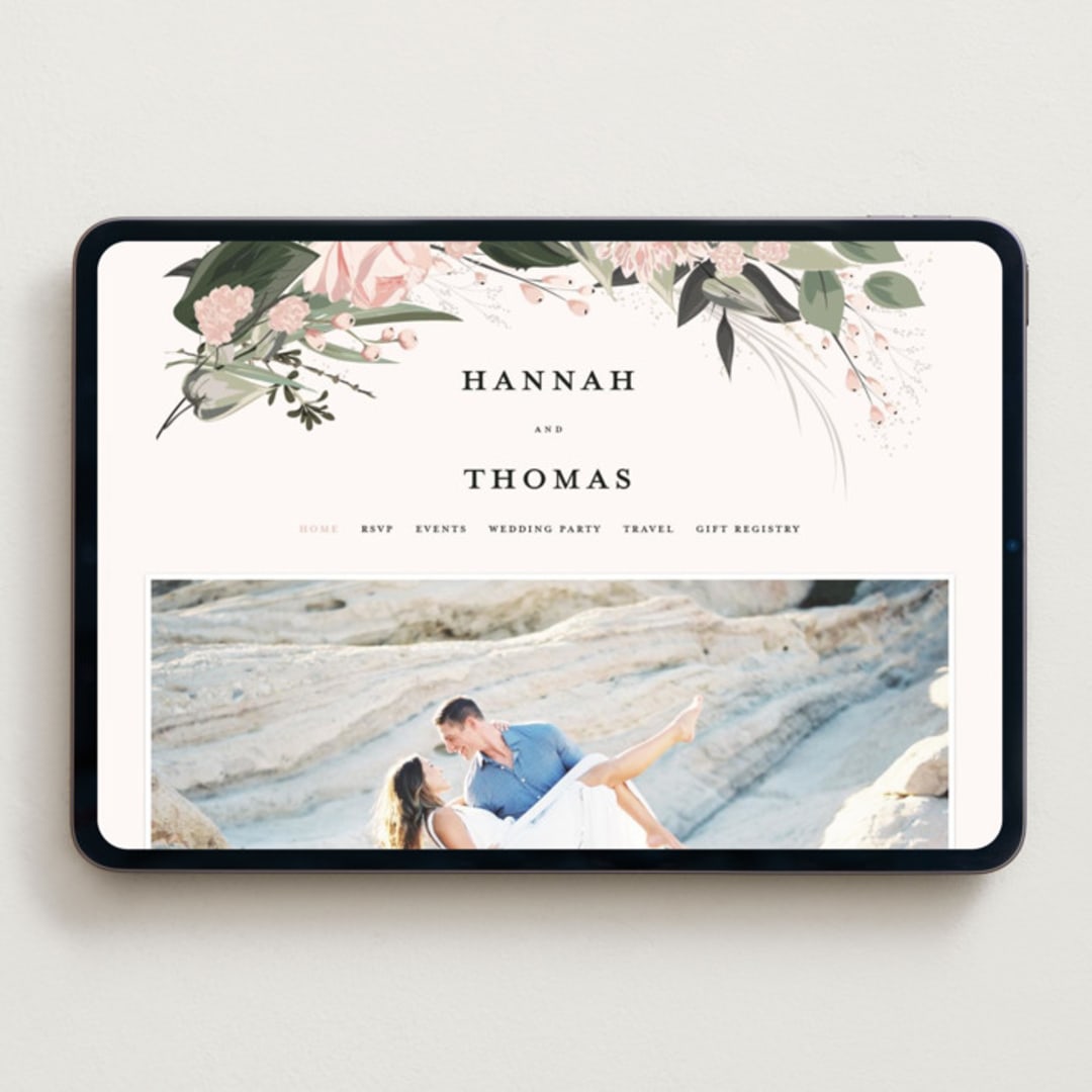 "Ivory Ring" - Wedding Website in Blush by Susan Moyal - Desktop Design