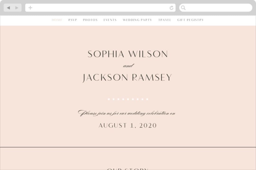 "Classical" - Wedding Website in Blush by Michelle Taylor - Desktop Design