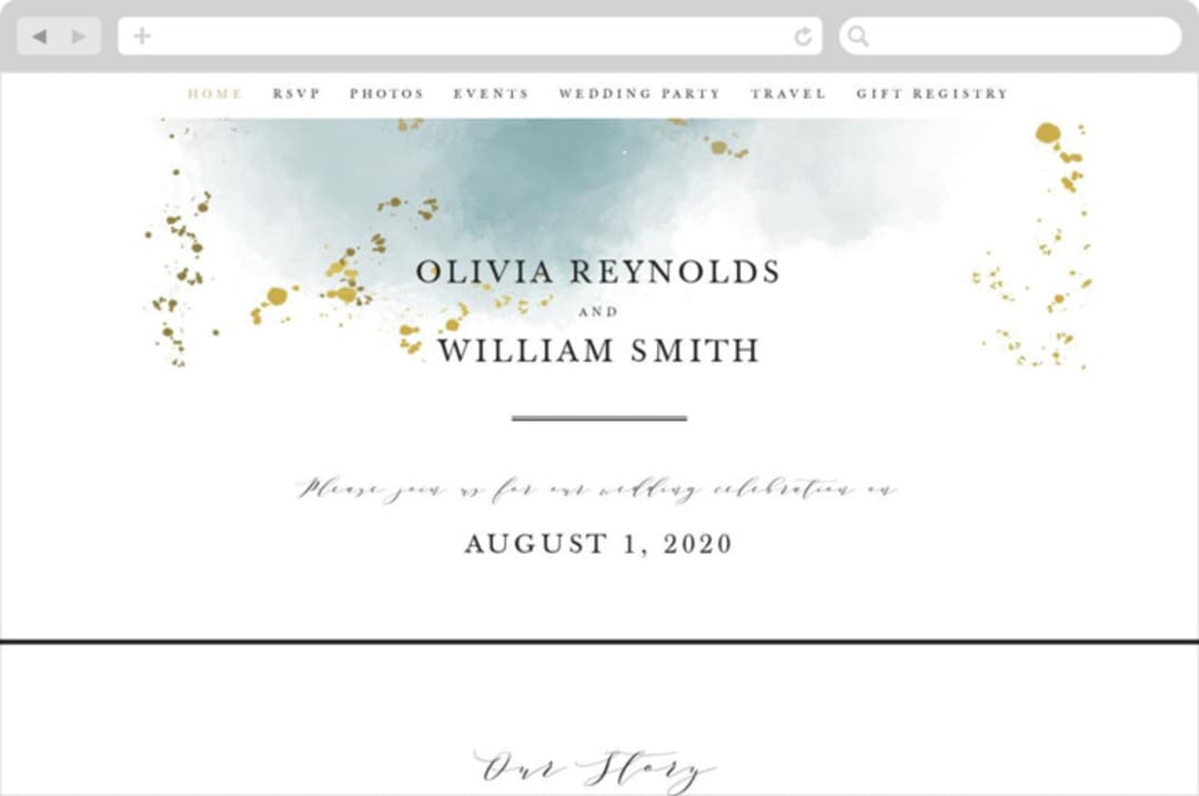"Ethereal Dust" - Wedding Website in Topaz by Hannah Williams - Desktop Design