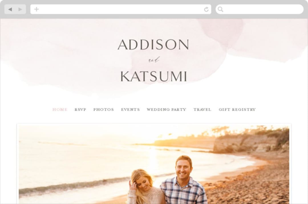"Softly Layered" - Wedding Website in Blush by Everett Paper Goods - Desktop Design