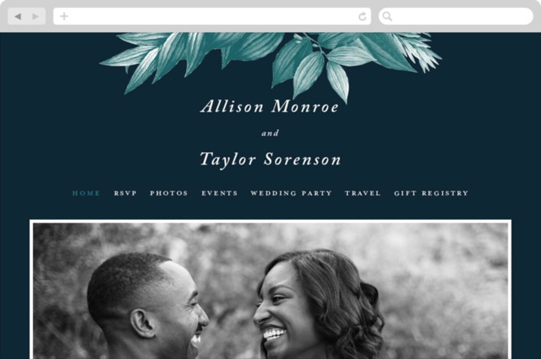 "Moonlit Garden" - Wedding Website in Twilight by GeekInk Design - Desktop Design