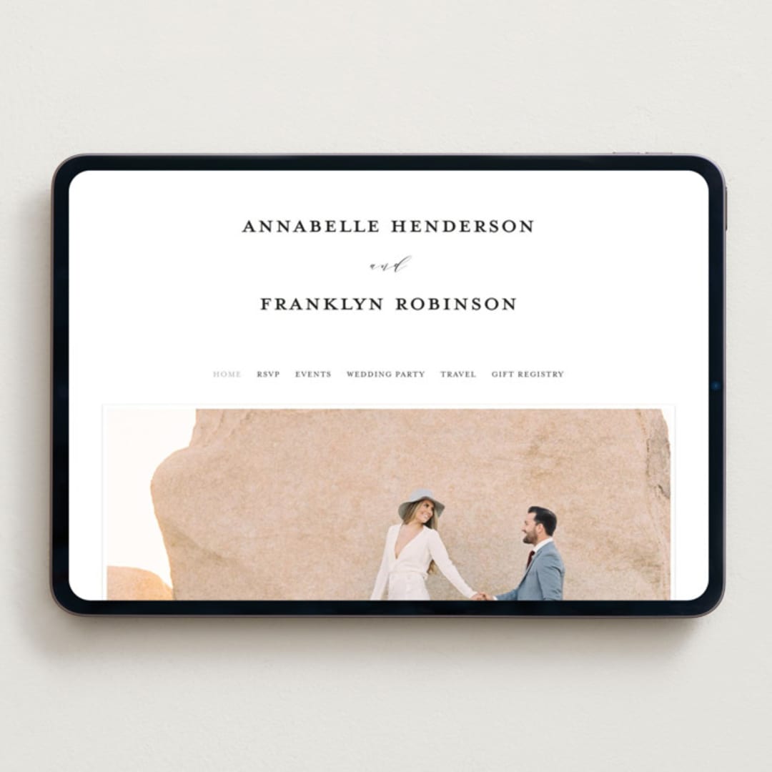 "Classically Us" - Wedding Website in Cotton by Simona Camp - Desktop Design