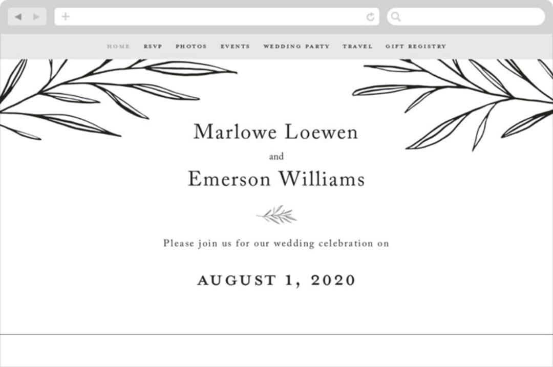 "Marlowe" - Wedding Website in Classy White by Kelly Schmidt - Desktop Design