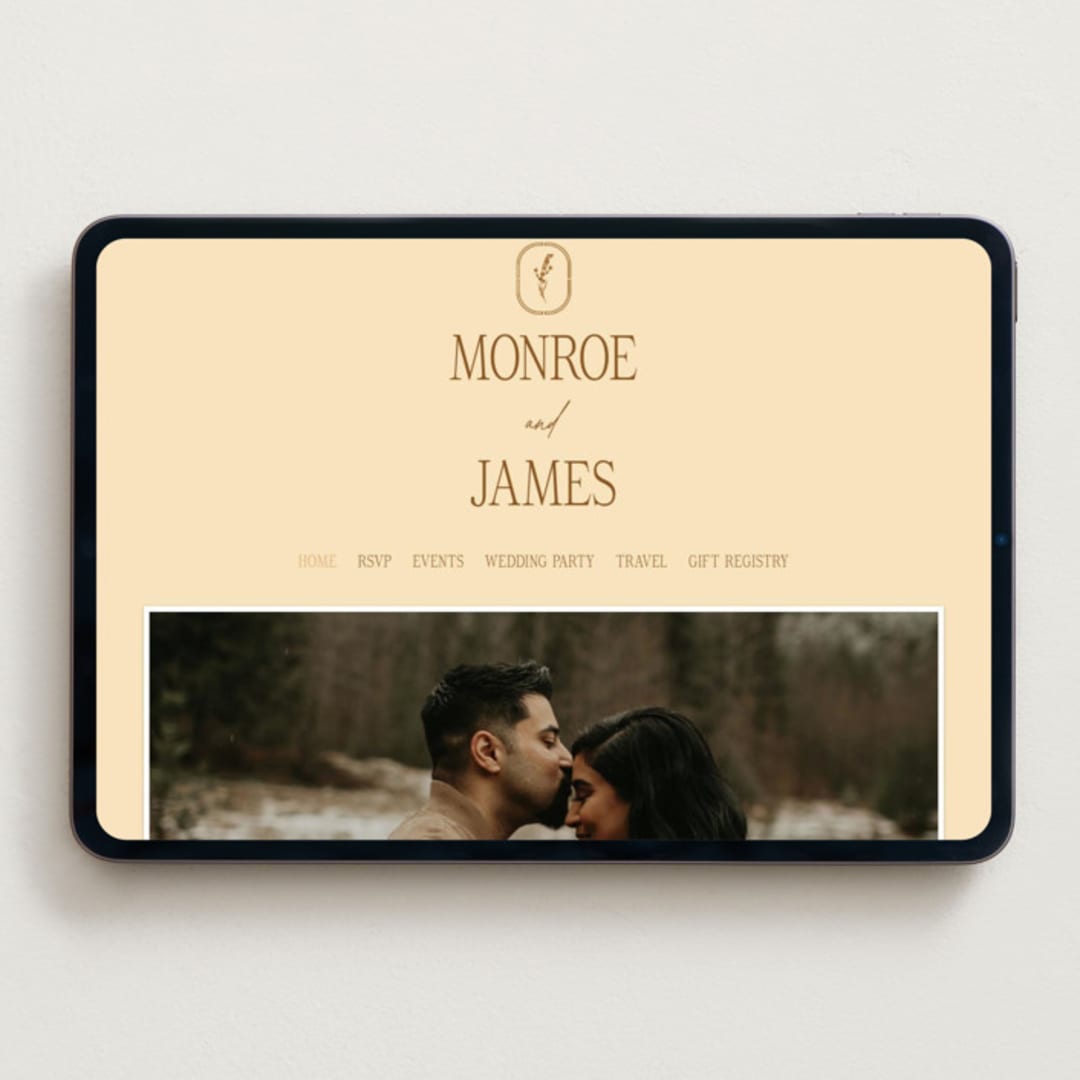 "Classic and Floral" - Wedding Website in Bark by Jen Ramsey - Desktop Design