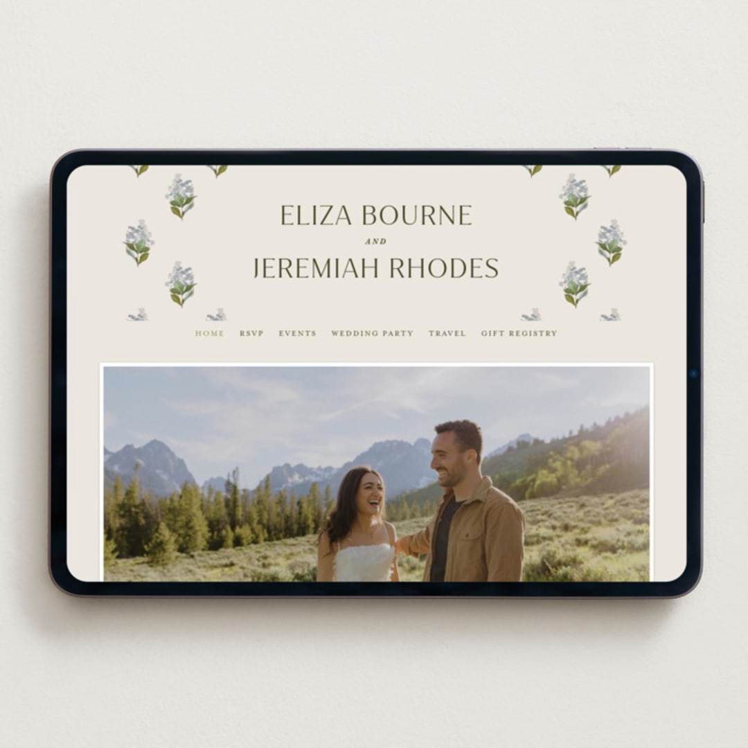 "Blockprint" - Wedding Website in Almond by Olivia Kanaley Inman - Desktop Design