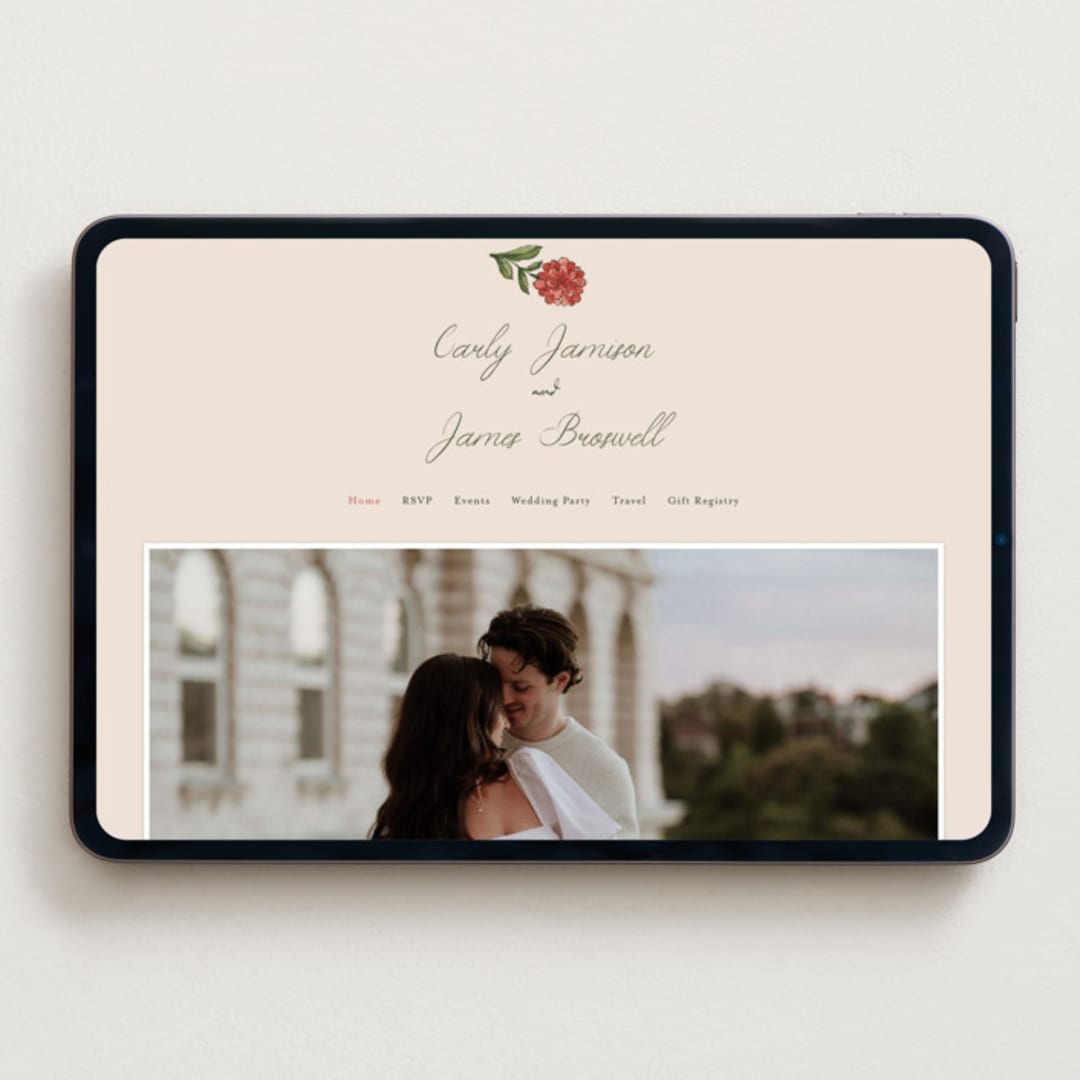 "Wedding Tapestry" - Wedding Website in Coral Fern by Chris Griffith - Desktop Design