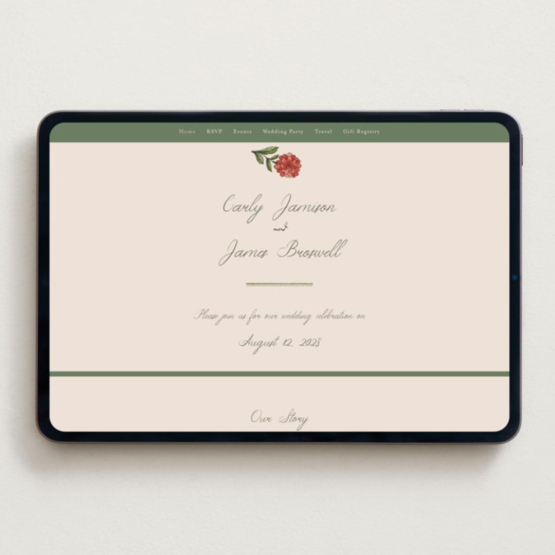 "Wedding Tapestry" - Wedding Website in Coral Fern by Chris Griffith - Desktop Design
