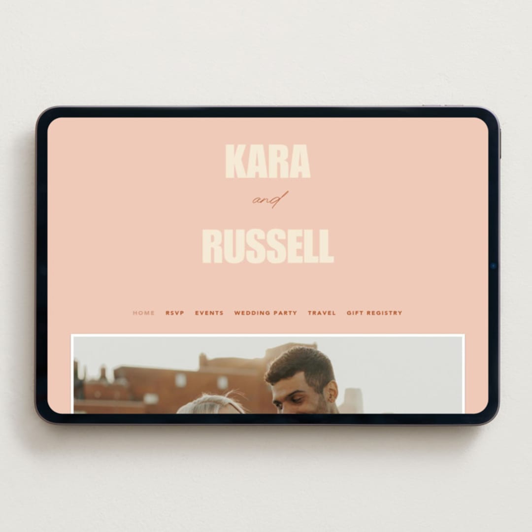 "Typographical Poster" - Wedding Website in Blush by Stacey Day - Desktop Design