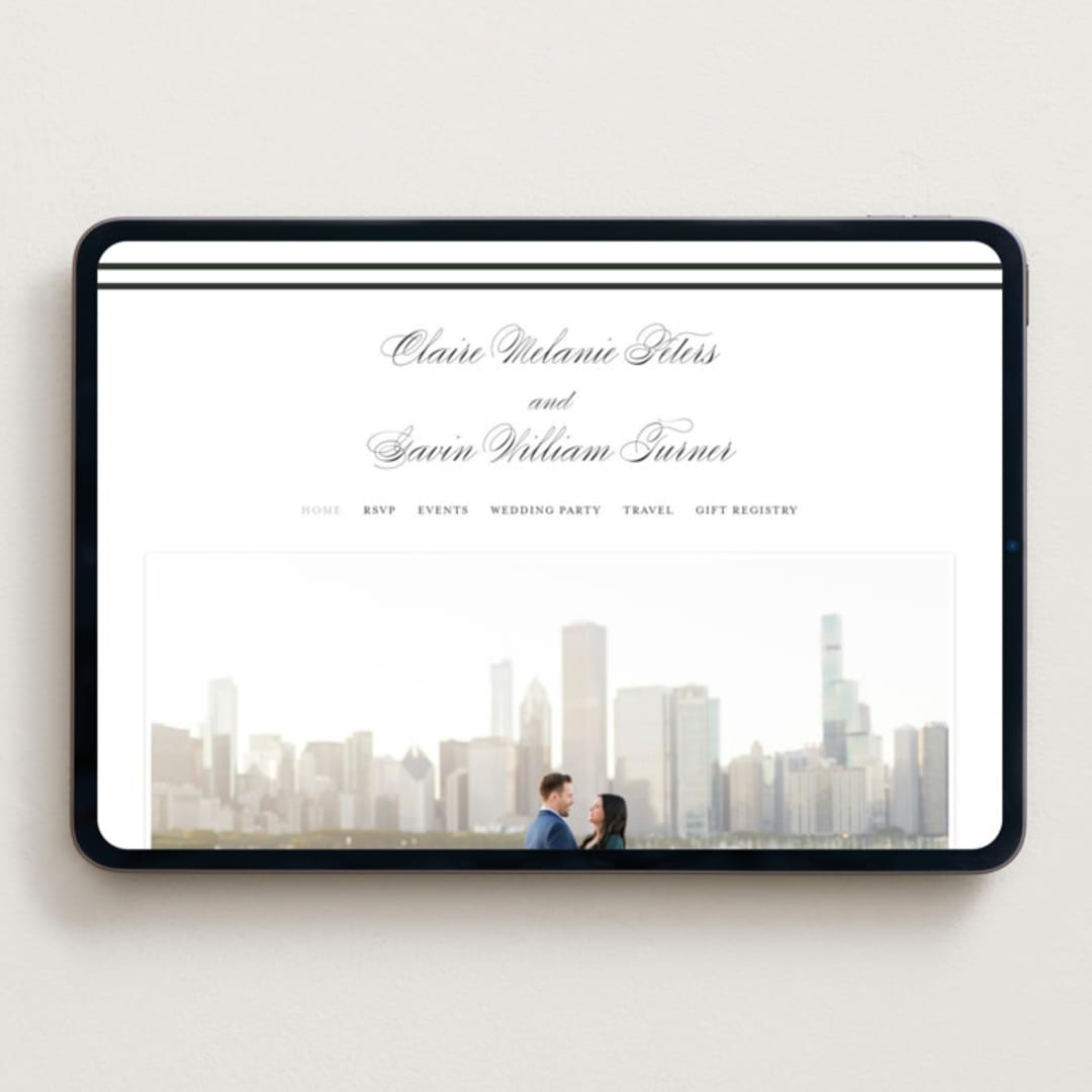 "Timeless Together" - Wedding Website in Tuxedo by Carolyn MacLaren - Desktop Design