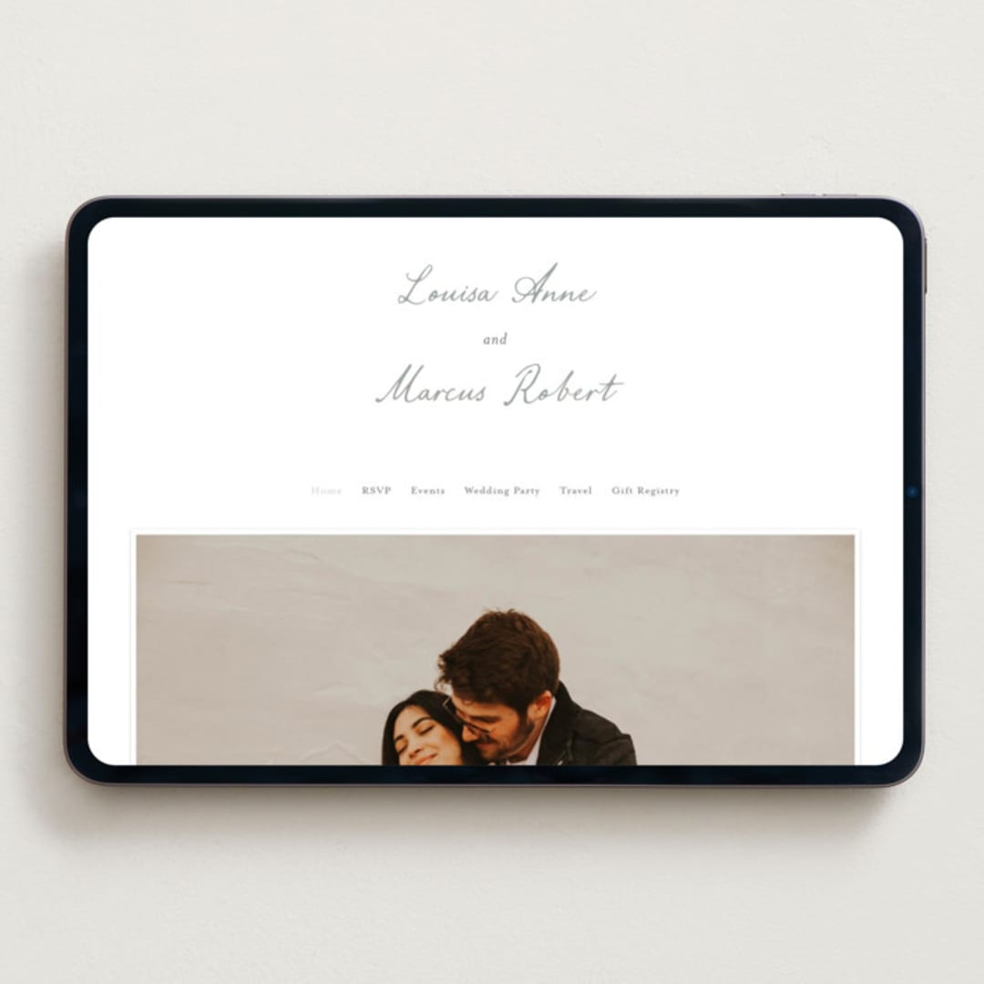 "signature monogram" - Wedding Website in Sage by Sara Hicks Malone - Desktop Design