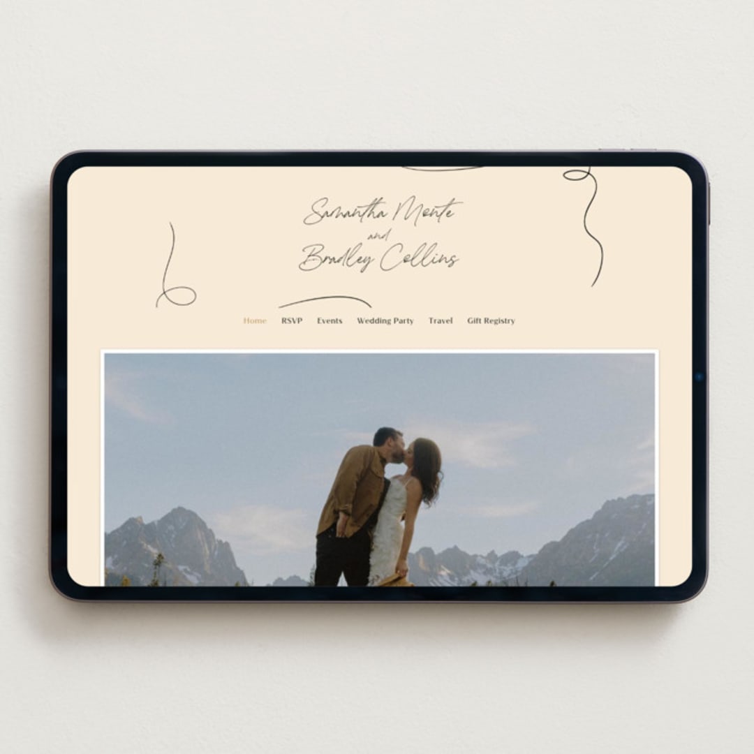 "French Whimsy Script" - Wedding Website in Champagne by Wallace Design Co. - Desktop Design