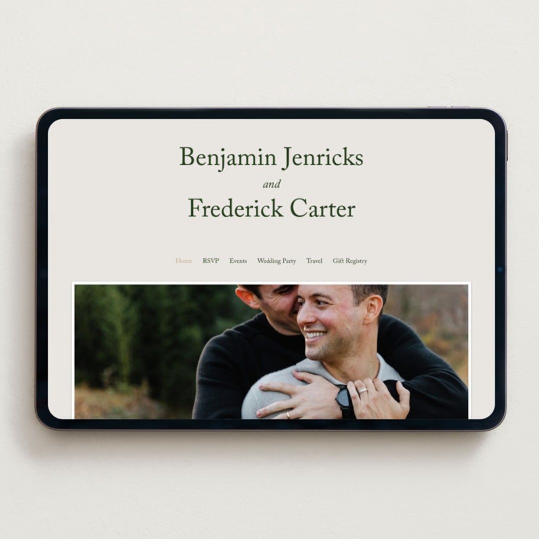 "Editorial" - Wedding Website in Forest by Bethan - Desktop Design