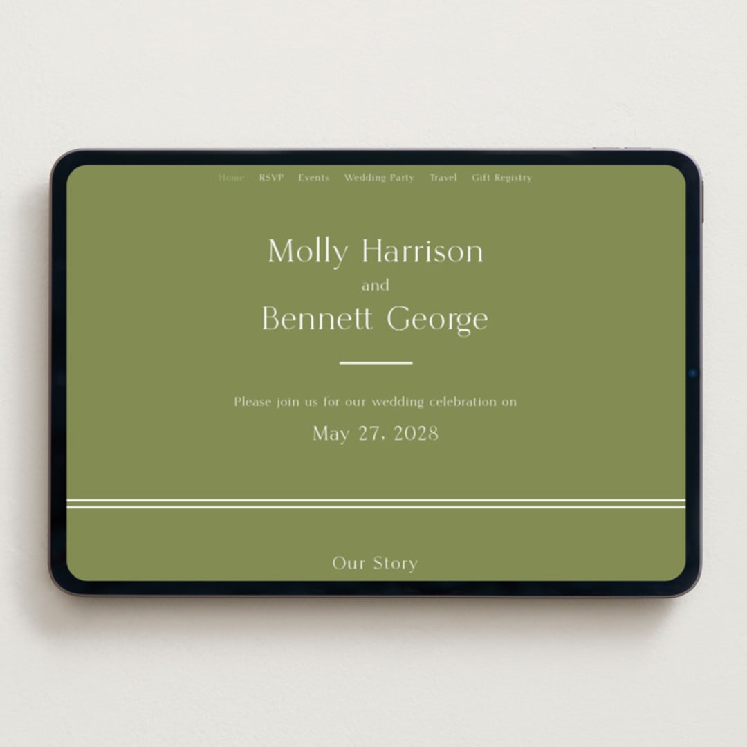 "Perriand" - Wedding Website in Moss by Megan Davis - Desktop Design