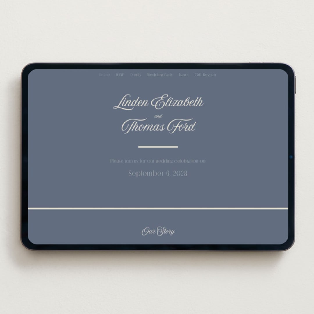 "Ritzy" - Wedding Website in French Blue by Nicoletta Savod - Desktop Design