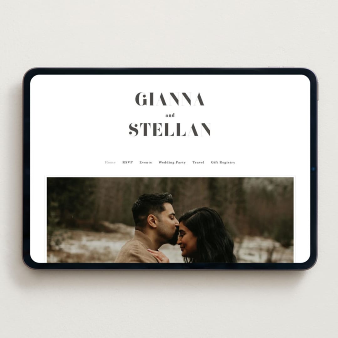 "monogram square" - Wedding Website in Charcoal by Lori Wemple - Desktop Design