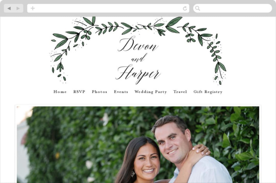 "Floral Wreath" - Wedding Website in Fresh by Kelly Schmidt - Desktop Design