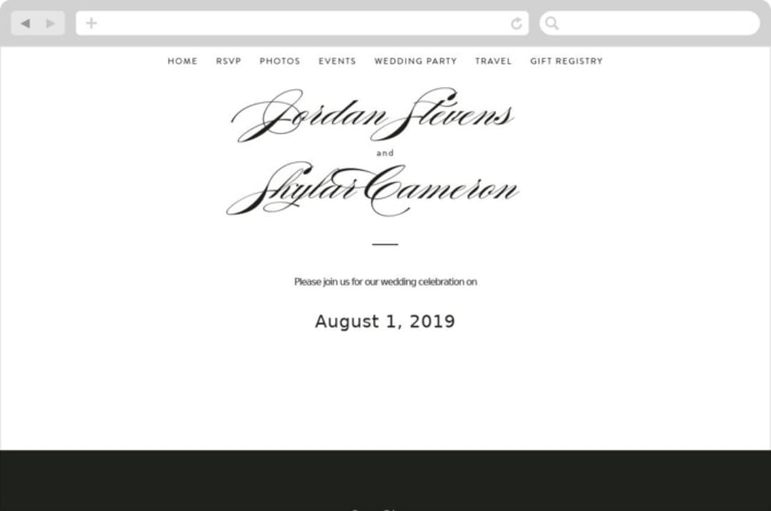 "Waltz" - Wedding Website in Tuxedo by Lori Wemple - Desktop Design