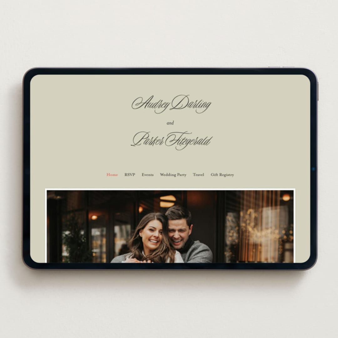 "holiday ribbon" - Wedding Website in Ruby by Jackie Crawford - Desktop Design